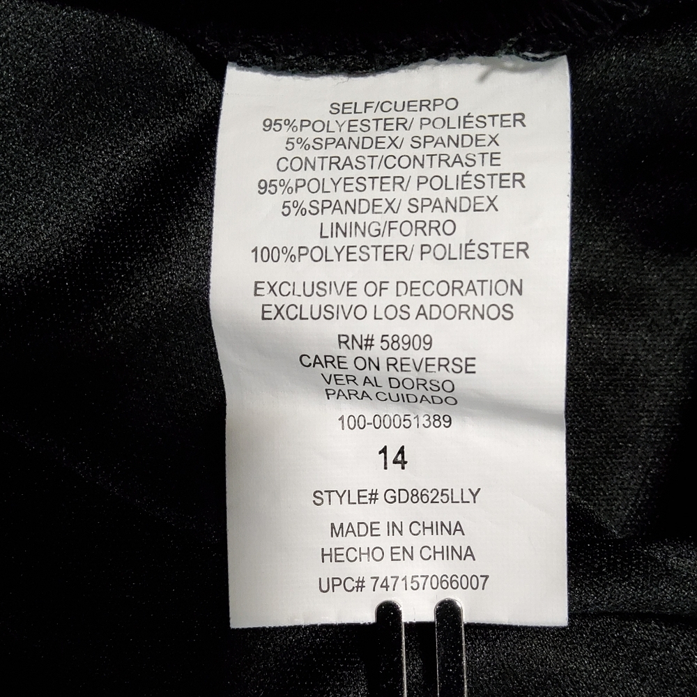 GB Girls Stretch Black/White Flared Sleeve Fit &Flare Dress Size 14 - Picture 10 of 11